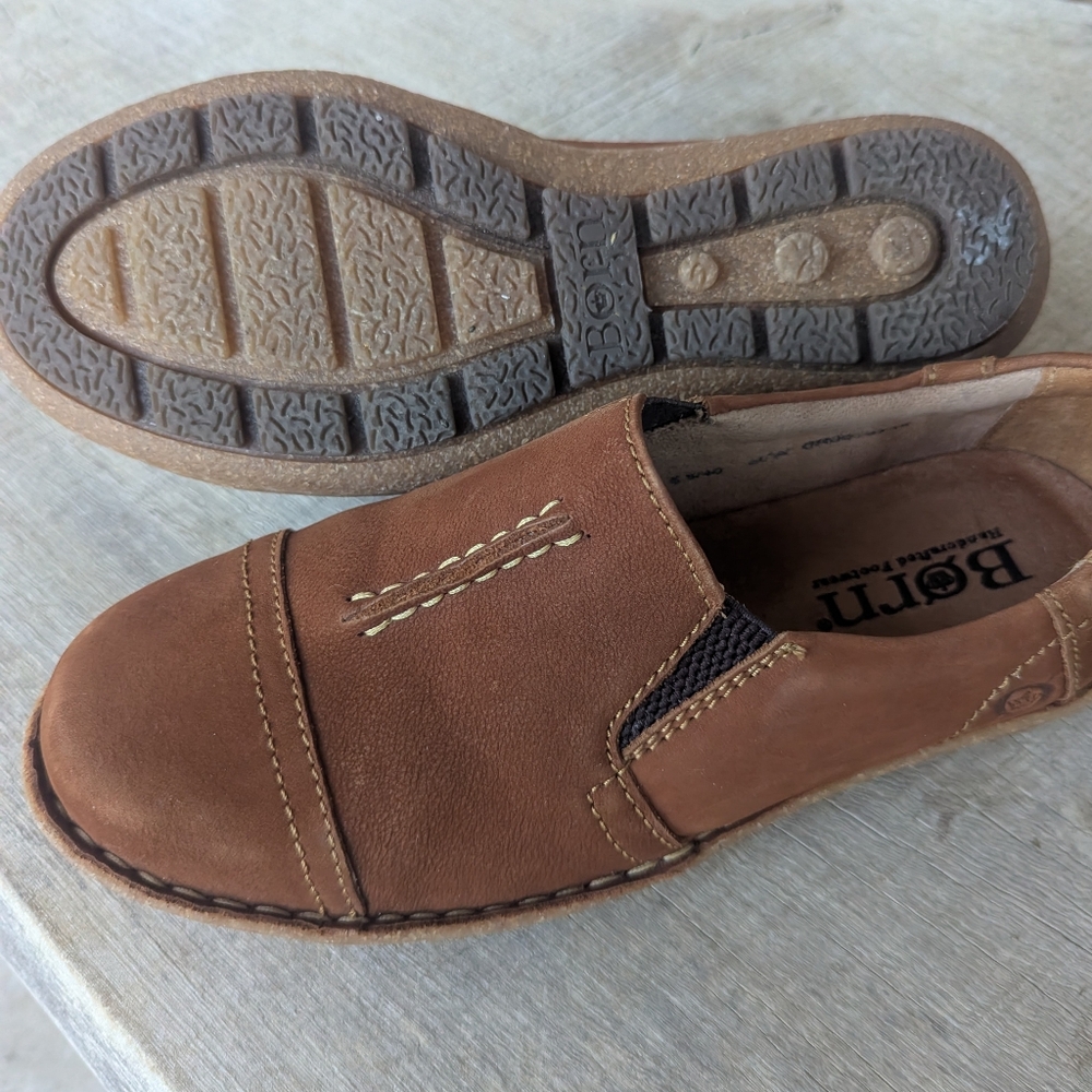 Børn "Nampa" Leather Slip‑On Shoes – Women's (Brown)